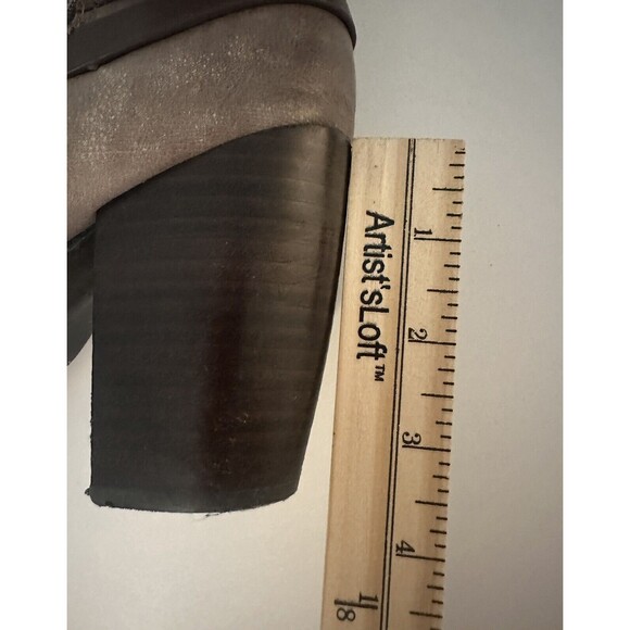 SOFFT Gray Brown Straps Chunky Block Heel Leather Ankle Booties Women's 8.5 - Picture 7 of 8